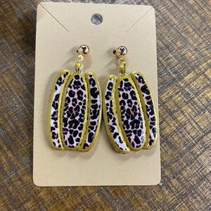 Leopard Print Gold Earrings